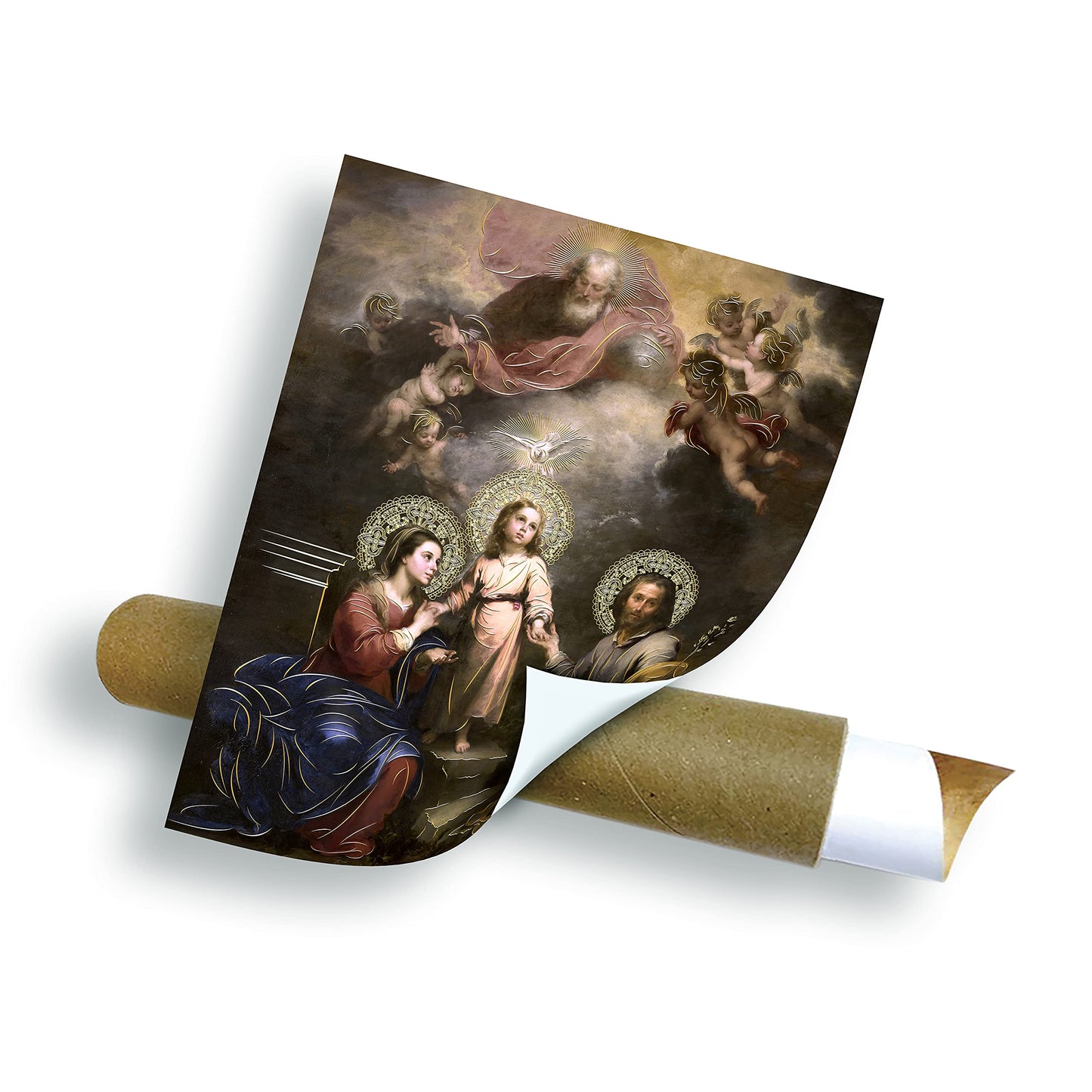 Holy Family (8"x10") Gold Foil - Religious Wall Art Laminated Print Unframed Poster Paper Home Decoration Arte Diseño Piezas Maestras