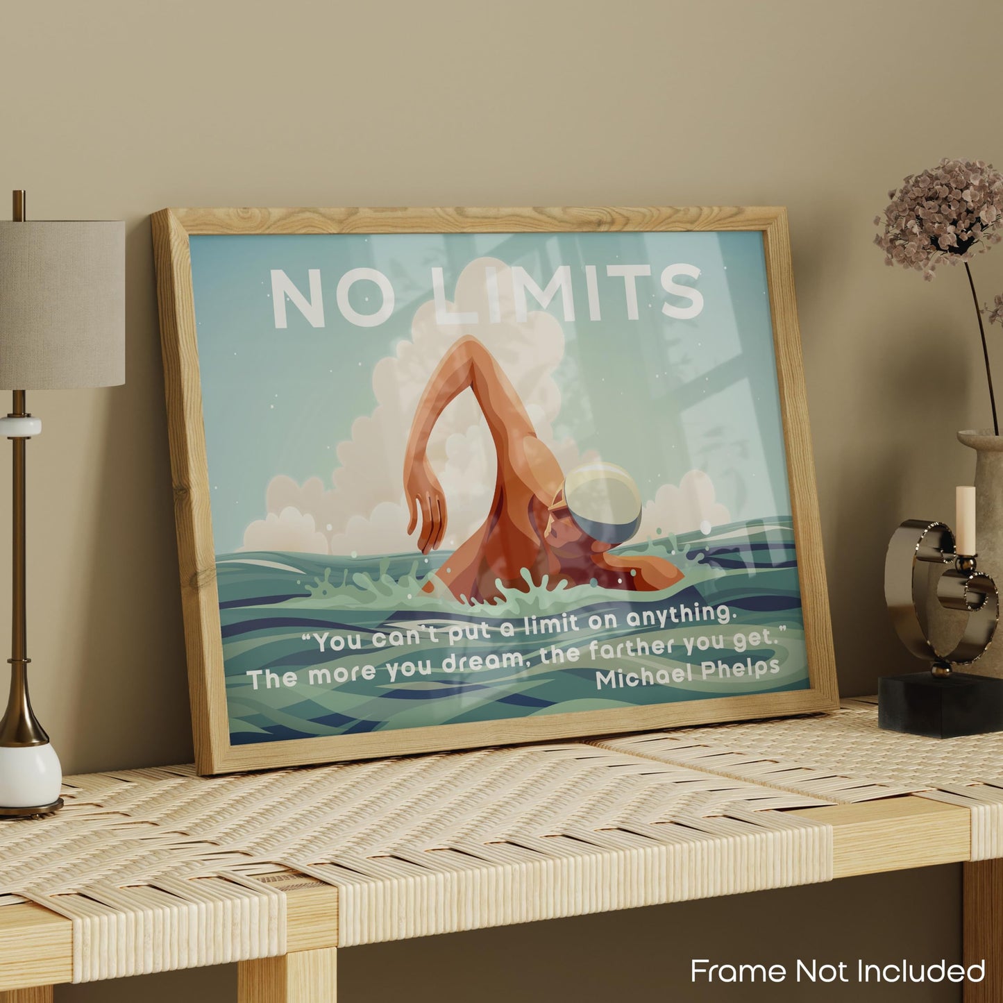 Inspirational Wall Art Co. - No Limits - Swimming Pool Sports Boys Kids Girls Wall Decor Wisdom Motivational Quotes Posters - Poster Gift Print Bedroom Home Decor - 11X14 inches