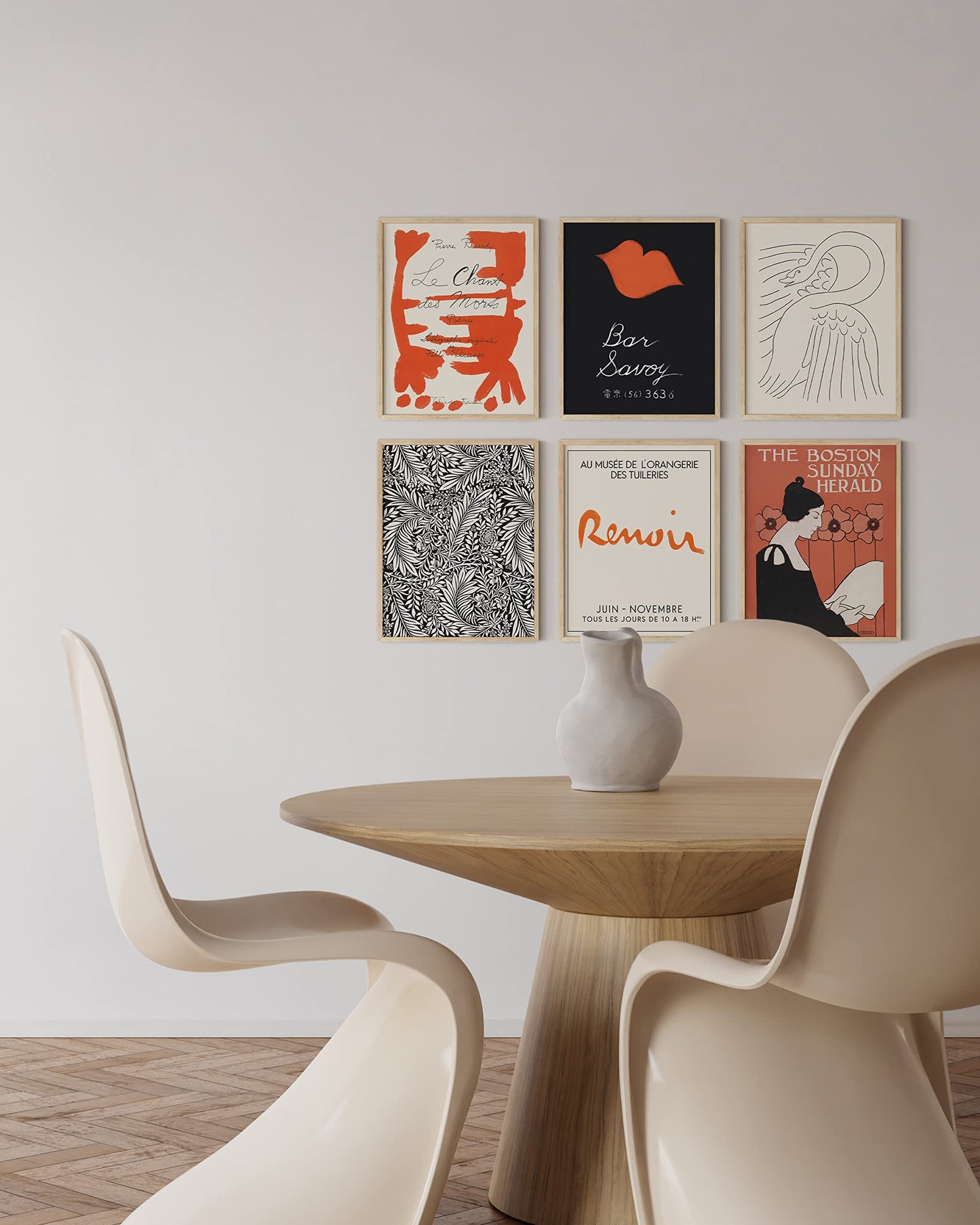 HAUS AND HUES Vintage Posters - Set of 6 Pictures Red and Black, Vintage Posters for Room Aesthetic, Vintage Prints for Wall Decor, Red Black White Painting, Matisse Prints, (8x10, Unframed)