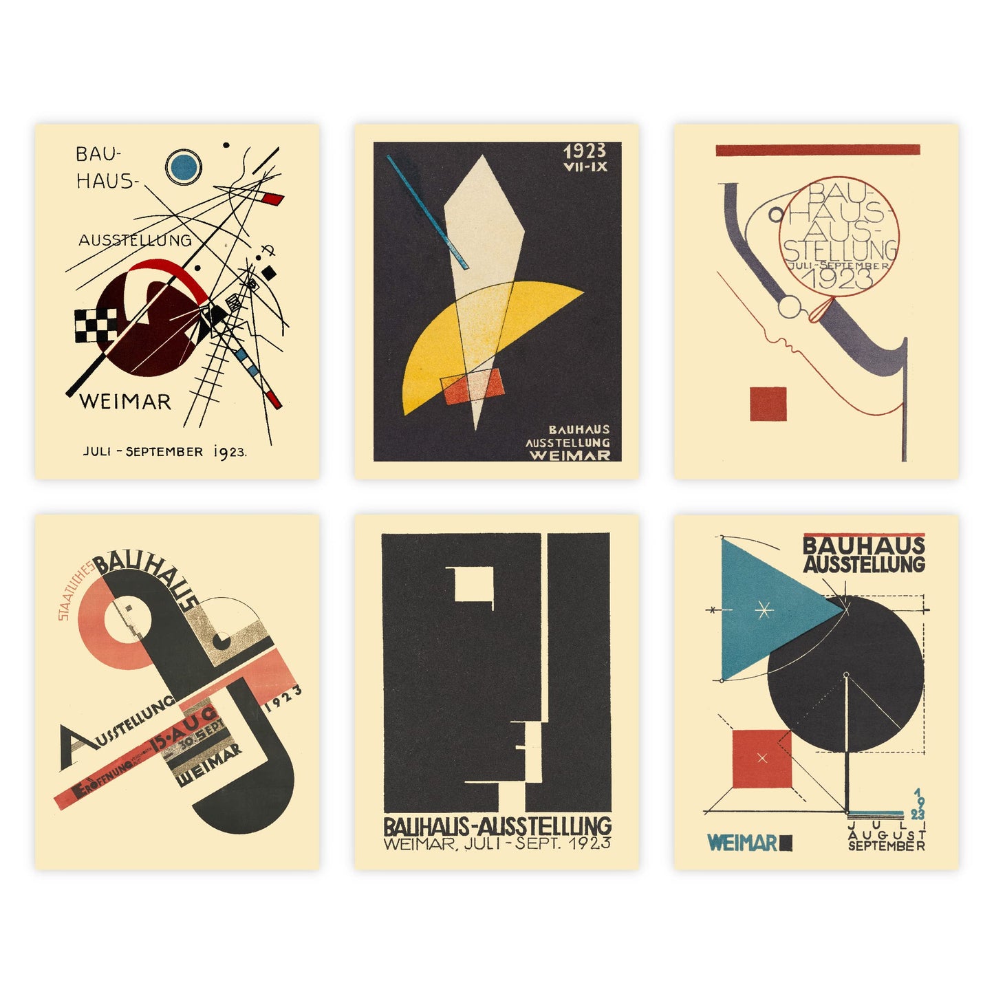 Ink Inc. Gallery Wall | Bauhaus Exhibition Posters Museum Art Prints | Minimalist Modern Decor | Set of 6 8x10 | Unframed