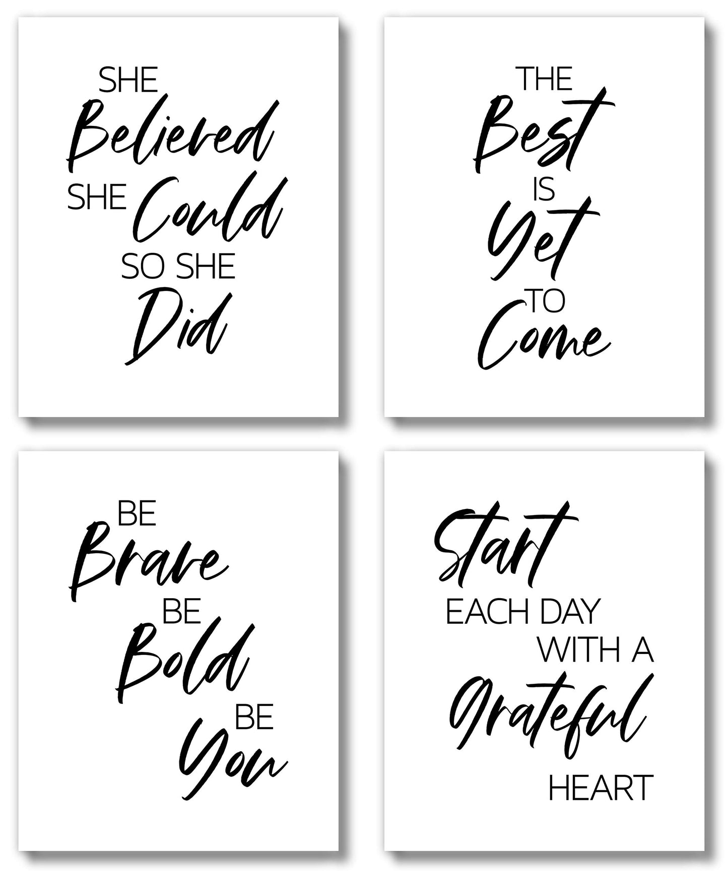 Brooke & Vine Inspirational Wall Decor Art Prints (UNFRAMED 8 x 10) Motivational Women Teen Girl Wall Art Posters for Office, Bedroom, Desk - Be Brave