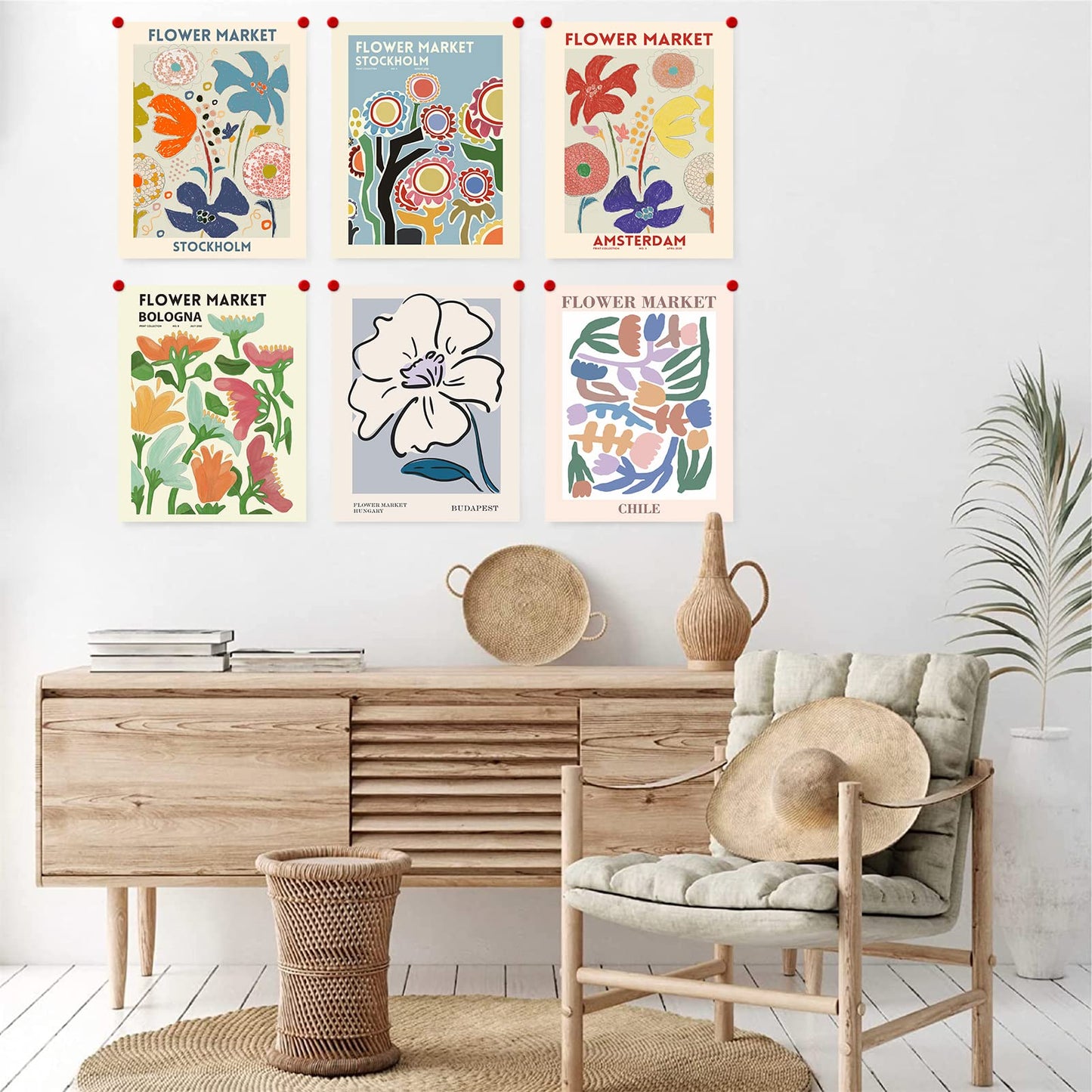 Flower Market Posters for Room Aesthetic Vintage Art Prints 11 X 14 Inch Set of 6 Posters for Room Aesthetic 90S Matisse Wall Art Posters & Prints for Girls Bedroom Office Aesthetic