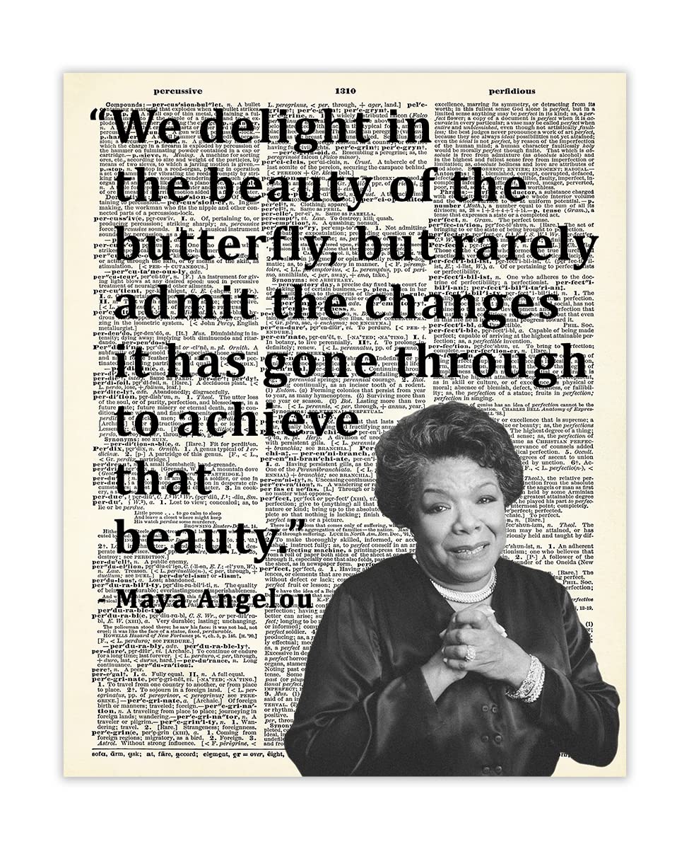 Inspirational Wall Art Poster "We Delight in the Beauty…", Maya Angelou 8x10 Motivational Wall Art & Positive Affirmations Wall Decor for Bedroom, Teen Girl, Boy & Office Decor for Men, Women