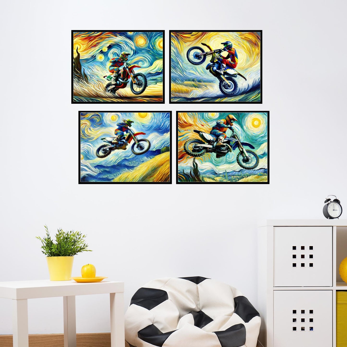 Bigwig Prints Dirt Bike Poster - Dirt Bike Posters For Boys Room, Dirt Bike Room Decor For Boys, Motocross Poster, Dirtbike Gifts, Motocross Decor, Dirt Bike Decor, Motorcross - Unframed Set Of 4 8x10