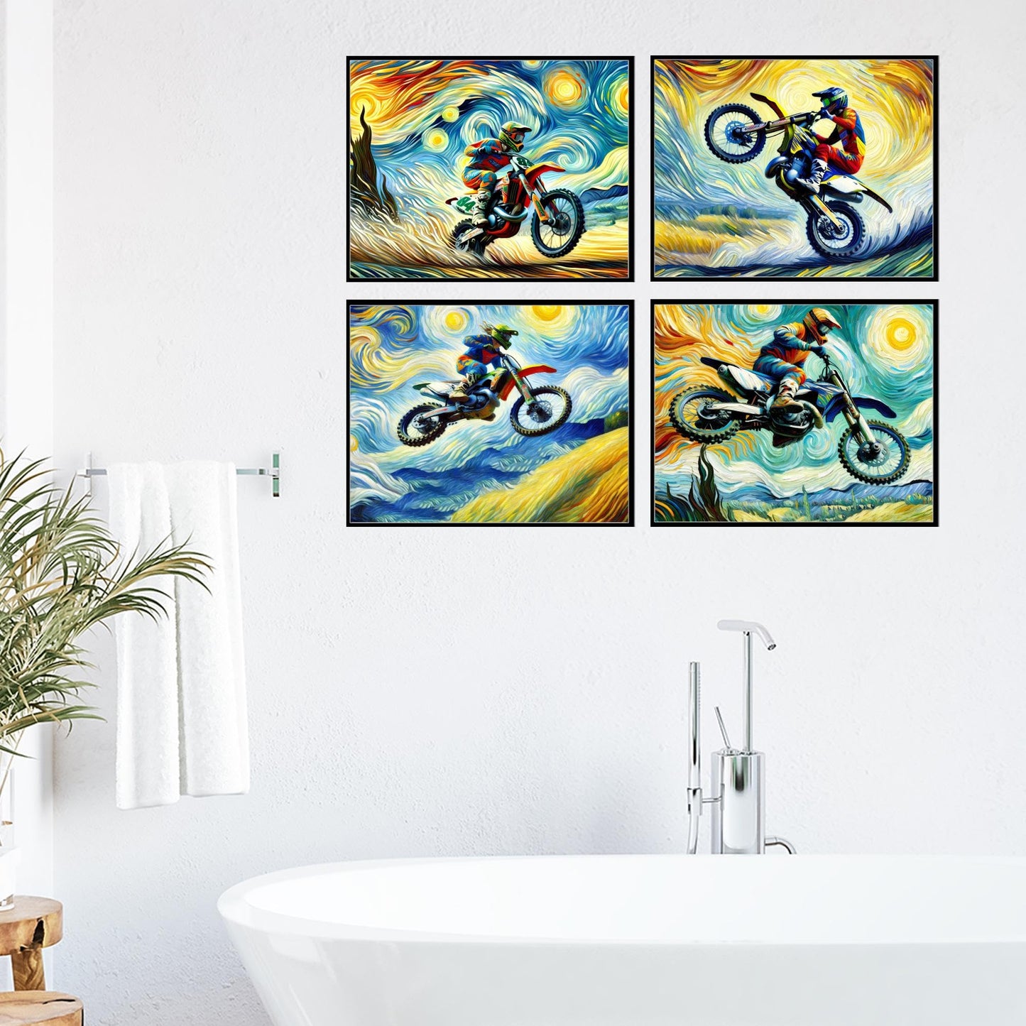 Bigwig Prints Dirt Bike Poster - Dirt Bike Posters For Boys Room, Dirt Bike Room Decor For Boys, Motocross Poster, Dirtbike Gifts, Motocross Decor, Dirt Bike Decor, Motorcross - Unframed Set Of 4 8x10