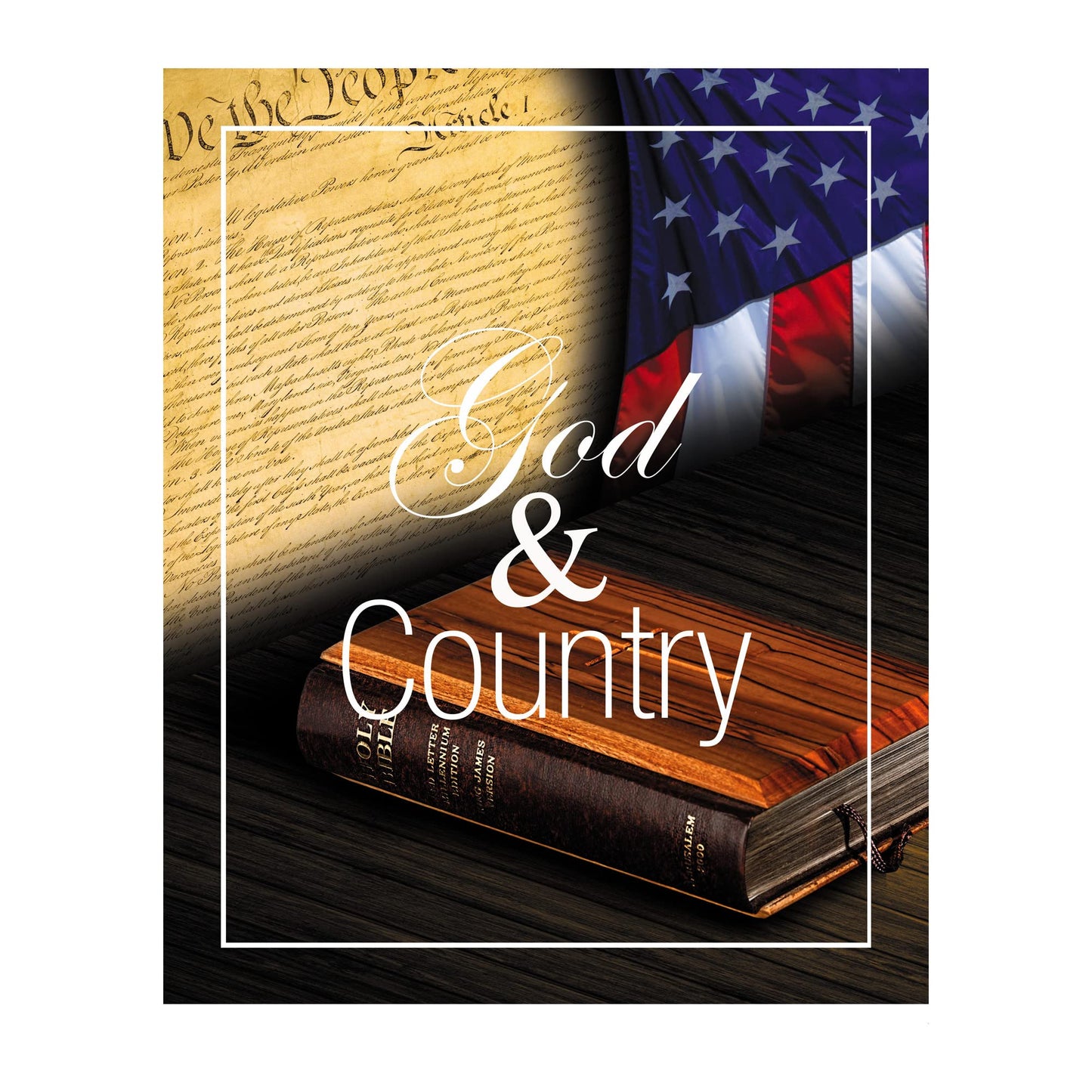 God and Country - American Flag Wall Art Poster Print With Bible, This Constitution Patriotic Wall Decor Is Ideal For a Home, Office, & Garage Decor, Show Your Love For God And USA, Unframed - 8x10"