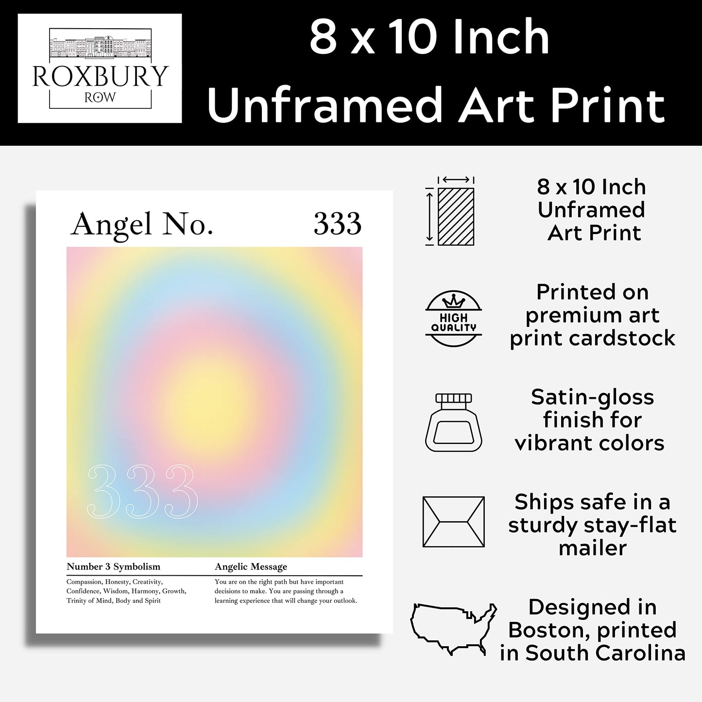 Roxbury Row Aura Poster Aesthetic, Angel Number Poster, Aesthetic Posters, Gradient Painting, Astrology, Spiritual Posters, Posters & Prints (8x10 Unframed Aura Posters, Angel Number 333: Support)