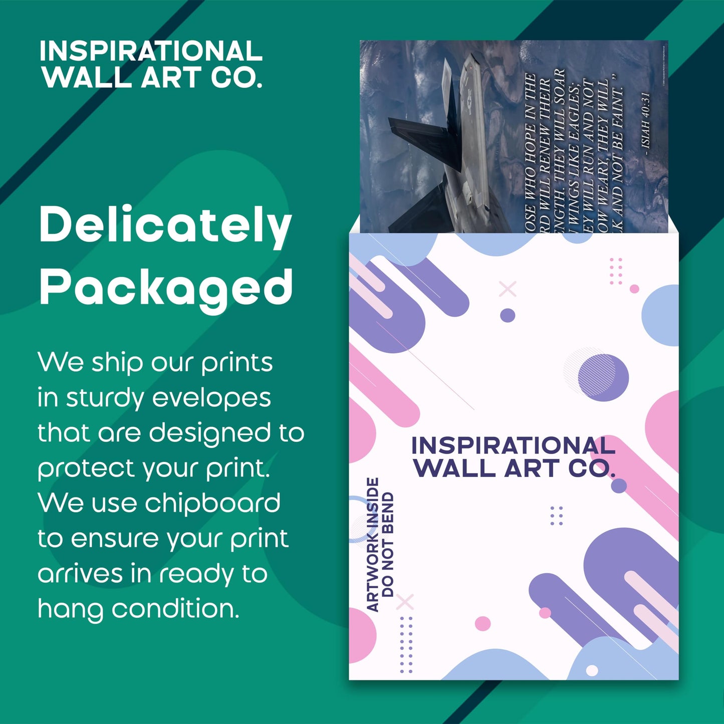 Inspirational Wall Art Co. - Bible Verse - Veteran Air Force Jet Aircraft Sky Infantry Religious Motivational Players Quotes Posters - Print Home Gift Bedroom Decor - 11X14 inches