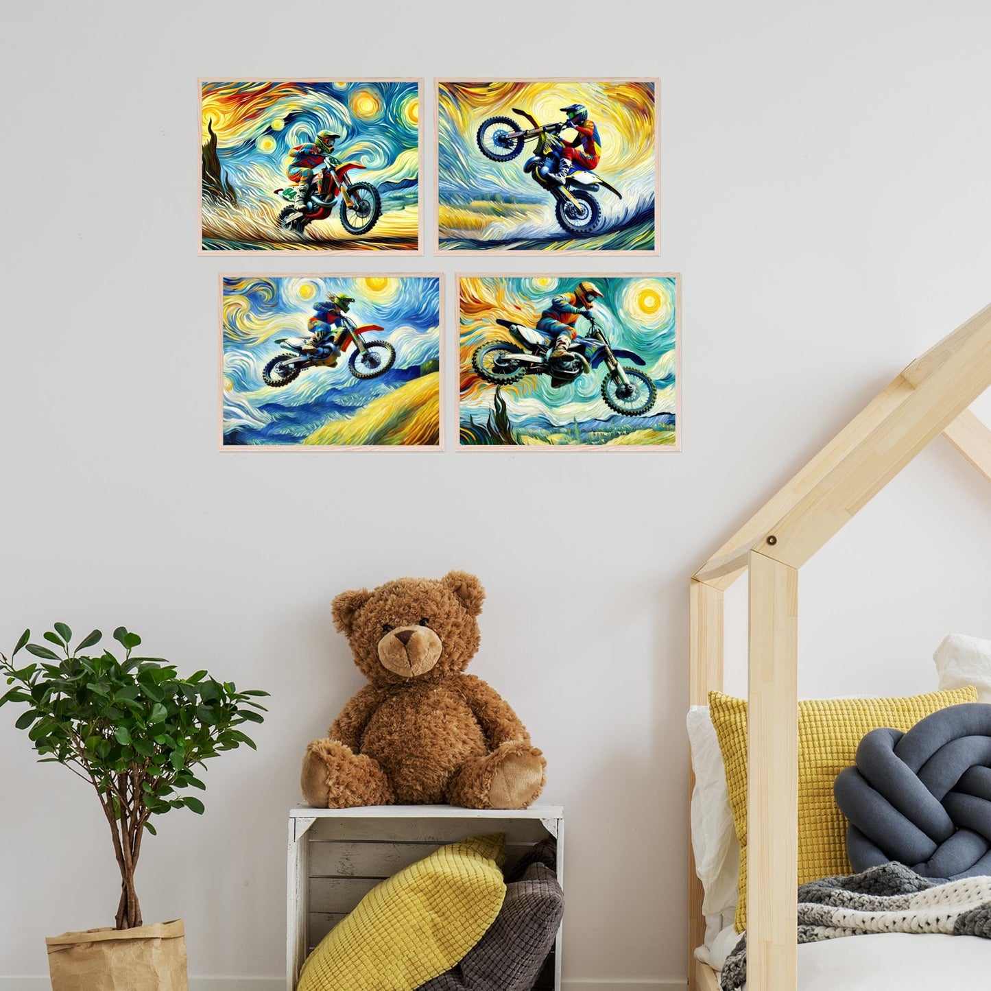 Bigwig Prints Dirt Bike Poster - Dirt Bike Posters For Boys Room, Dirt Bike Room Decor For Boys, Motocross Poster, Dirtbike Gifts, Motocross Decor, Dirt Bike Decor, Motorcross - Unframed Set Of 4 8x10