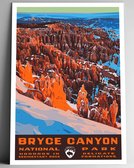 Bryce Canyon National Park Vintage-Style Travel Poster - 8x10-12x18-18x24-24x36 / 4x6 Postcard WPA Style Art Print Utah USA (8x10 Inch Posters)