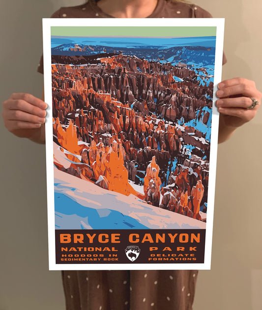 Bryce Canyon National Park Vintage-Style Travel Poster - 8x10-12x18-18x24-24x36 / 4x6 Postcard WPA Style Art Print Utah USA (8x10 Inch Posters)