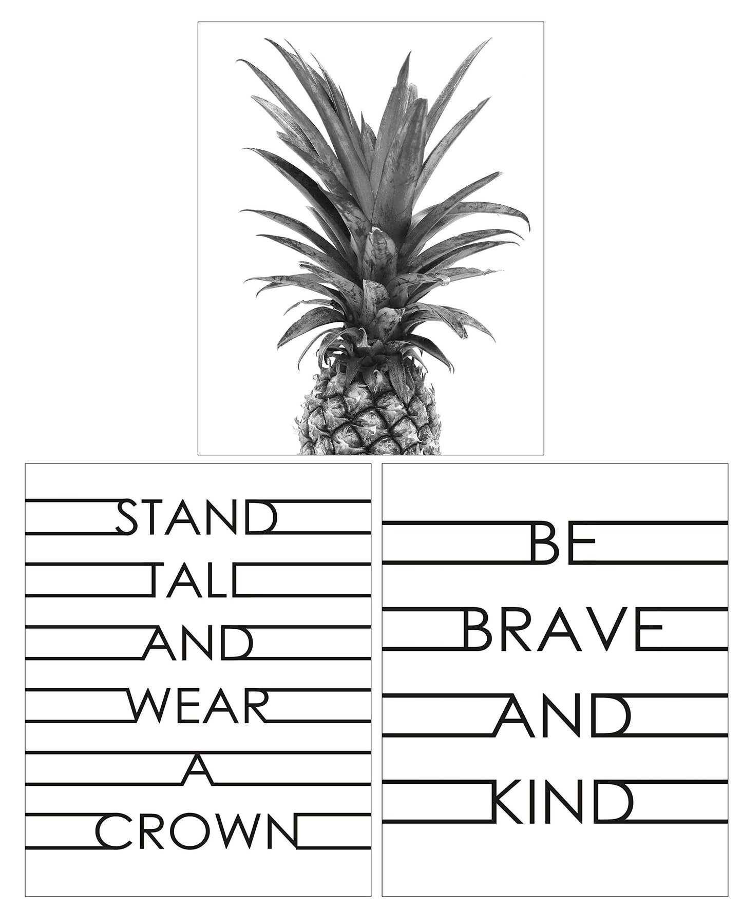 Modern Home Pineapple Inspirational and Motivational Wall Decor Prints. Artwork for Bedroom, Bathroom, Office, Kitchen, Living Room, House, Bathrooms. Poster Decorations ft Quotes and Pineapples