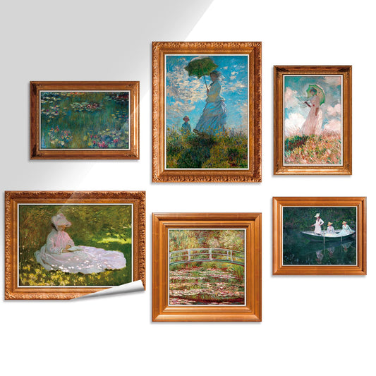 Semsliny Claude Monet Wall Art Print Set of 6 Art Posters and Prints of Famous Painting Claude Monet Water Lilies Poster Wall Art Decor for Living Room Prints Frame Artwork