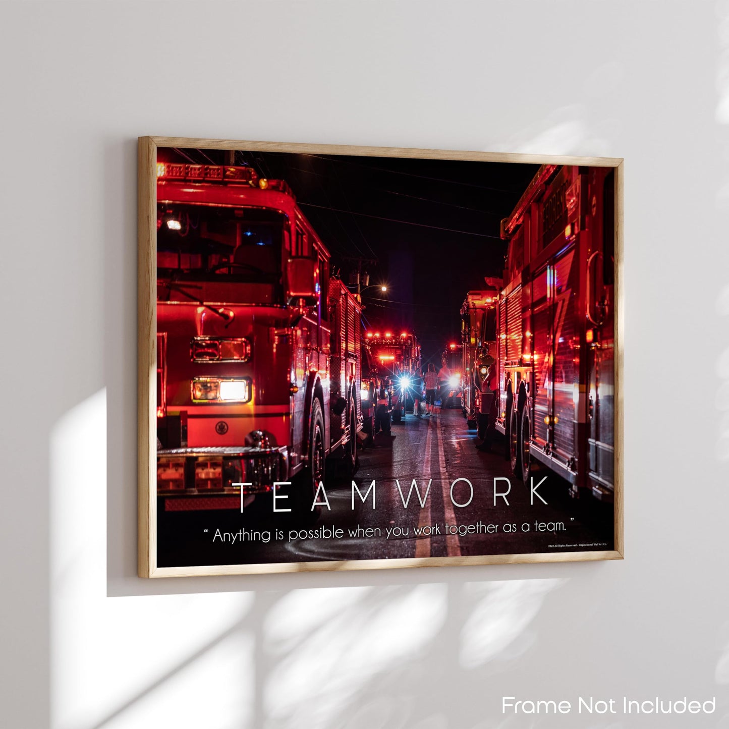 Inspirational Wall Art Co. - Teamwork - Firefighter American Firetruck Courage Boys Engine Patriotic Department Motivational Gift Quotes Posters Print Home Office Decor 11X14 inches