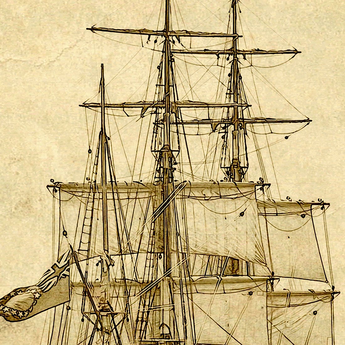 Sailing Ship Poster Print Art Picture Vintage Style Nautical Old Sailboat Home Wall Canvas Decor (11.81"x15.75")