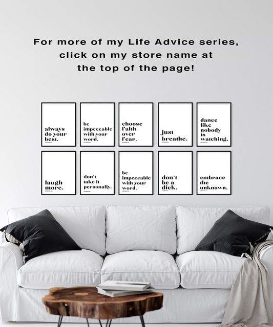 Motivational Wall Art - 8x10" UNFRAMED Print -"Don't Take It Personally" - Inspirational Wall Decor - Black & White Typography, Inspiring Quotes Wall Decor, Motivational Posters