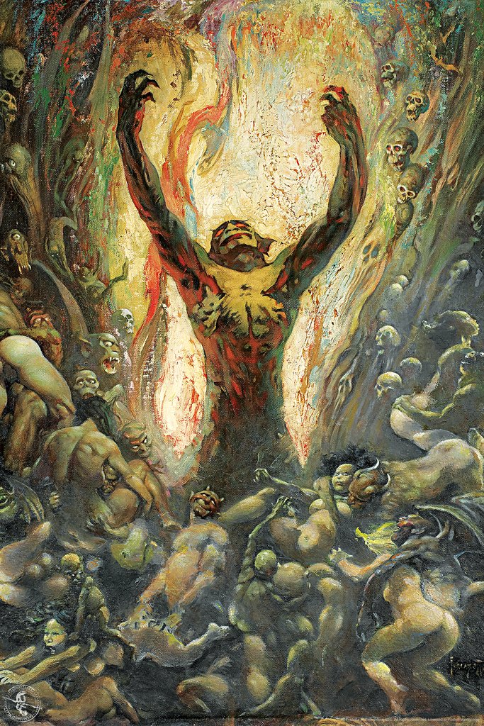 Reign of Wizardry by Frank Frazetta Wall Art Gothic Fantasy Decor Frank Frazetta Artwork Scary Art Prints Horror Battle Posters Frazetta Illustration Death Gore Cool Wall Decor Art Print Poster 12x18