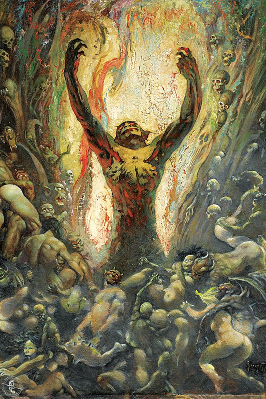 Reign of Wizardry by Frank Frazetta Wall Art Gothic Fantasy Decor Frank Frazetta Artwork Scary Art Prints Horror Battle Posters Frazetta Illustration Death Gore Cool Wall Decor Art Print Poster 12x18