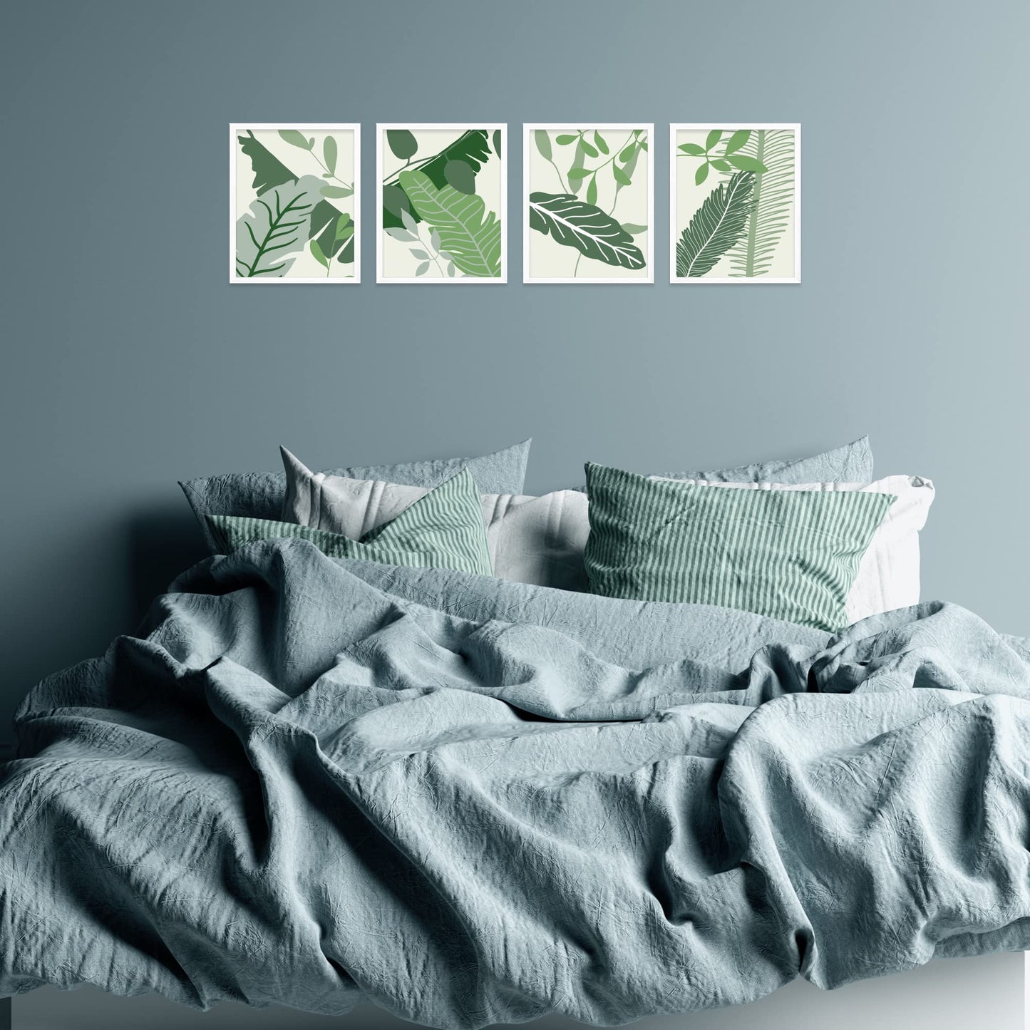 Insire Boho Wall Art Plant Wall Art - Plant Pictures Wall Art - Set of 4 Plant Art Botanical Wall Art Botanical Prints, Green Wall Art Boho Plants Boho Art Plant Poster Green Abstract (8x10) Unframed