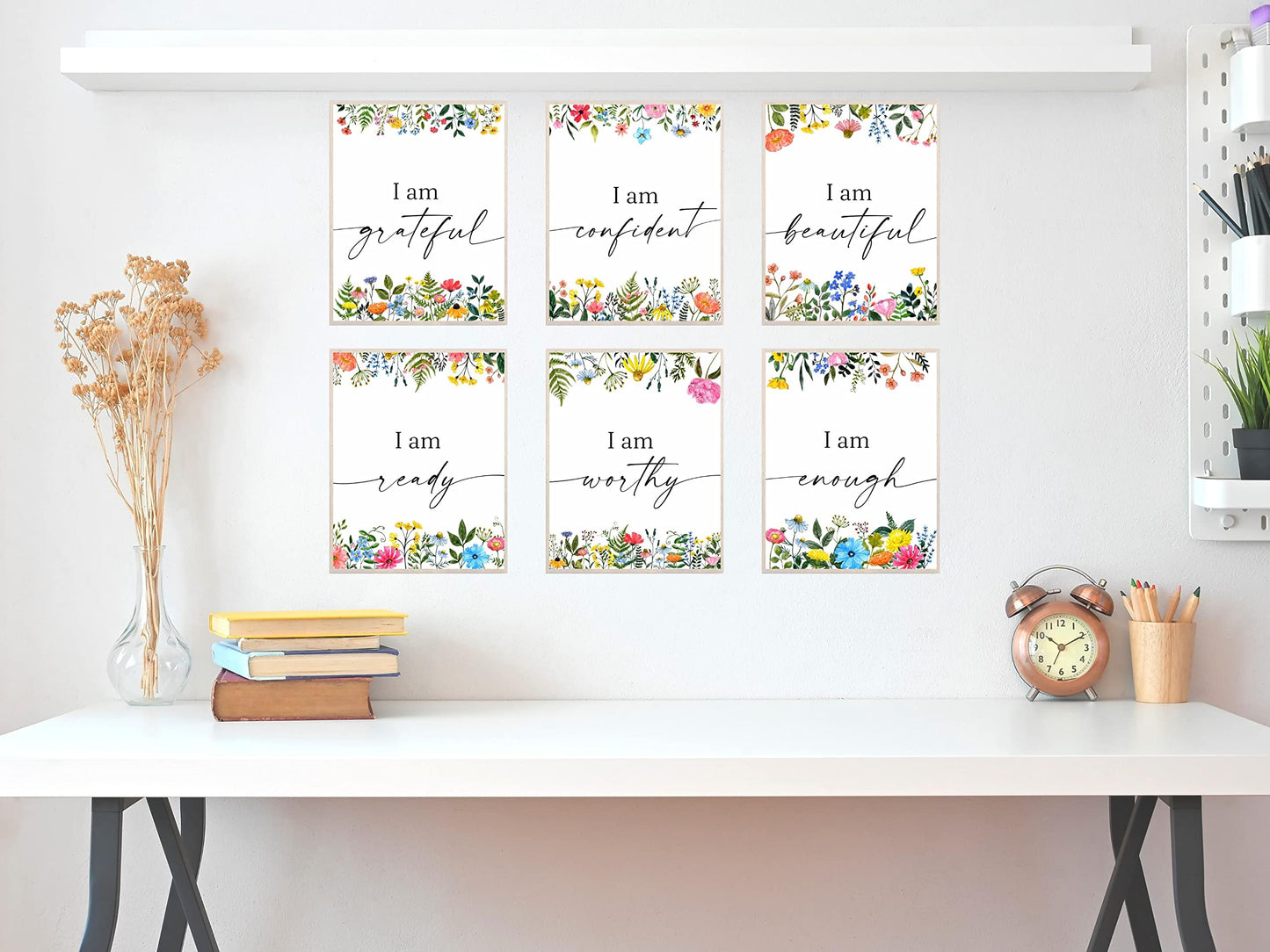 JUJU'S VIBES Affirmation Wall Decor Aesthetic, Inspirational Wall Art Posters, Positive Affirmations Wall Art Prints Aesthetic For Women, Teen Girls, Room, Bedroom, Office, Dorm, Set of 6, 8x10 UNFRAMED