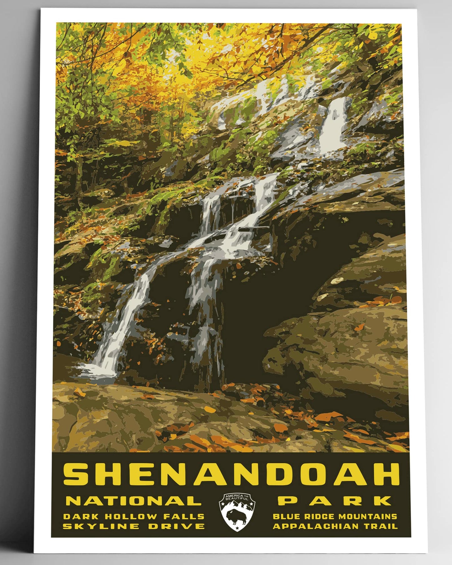 Shenandoah National Park Vintage-Style Travel Poster - 8x10-12x18-18x24-24x36 / 4x6 Postcard WPA Style Art Print Virginia USA Skyline Drive (4x6 Inch Postcard)