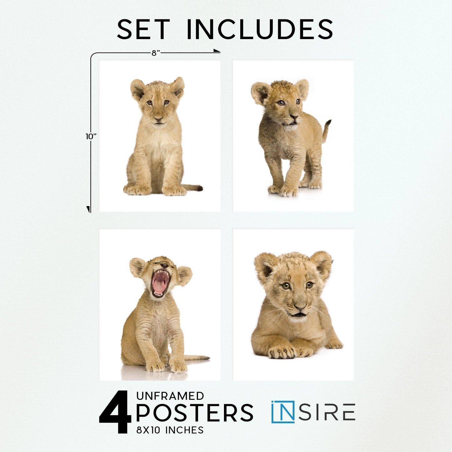 Insire Lion Pictures Wall Decor, Lion Wall Decor, Lion Art, Lion Art Wall Decor, Lion and Cub Poster, African Animal Pictures, Baby Safari Animals Poster Prints - Unframed (8x10”)