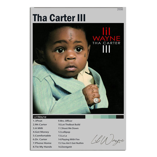 Music Poster Tha Carter III Album Cover Art Wall Canvas Pictures for Modern Room Decor Prints Unframed 12" x 18"