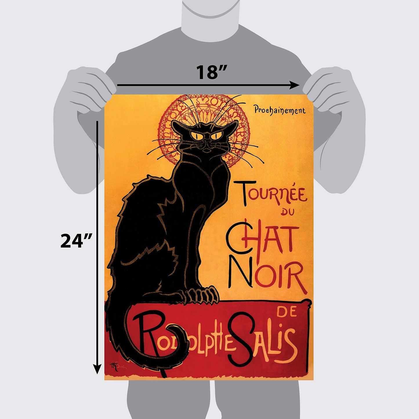 Palace Learning Tournée du Chat Noir by Theophile Alexandre Steinlen - 1896 - The Black Cat - Vintage Poster Print (Laminated, 18" x 24")