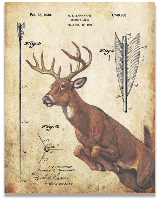 Apple Creek Whitetail Deer Bow Arrow Archery Hunting Patent Poster Art Print Reproduction 11x14 Wall Decor Pictures