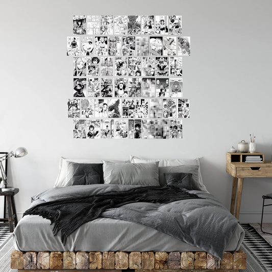 YINGENIVA 50PCS Anime Panel Aesthetic Pictures Wall Collage Kit, Anime Style Photo Collection Collage Dorm Decor for Teens and Young Adults, Wall Prints Kit, Small Posters for Room Bedroom Aesthetic