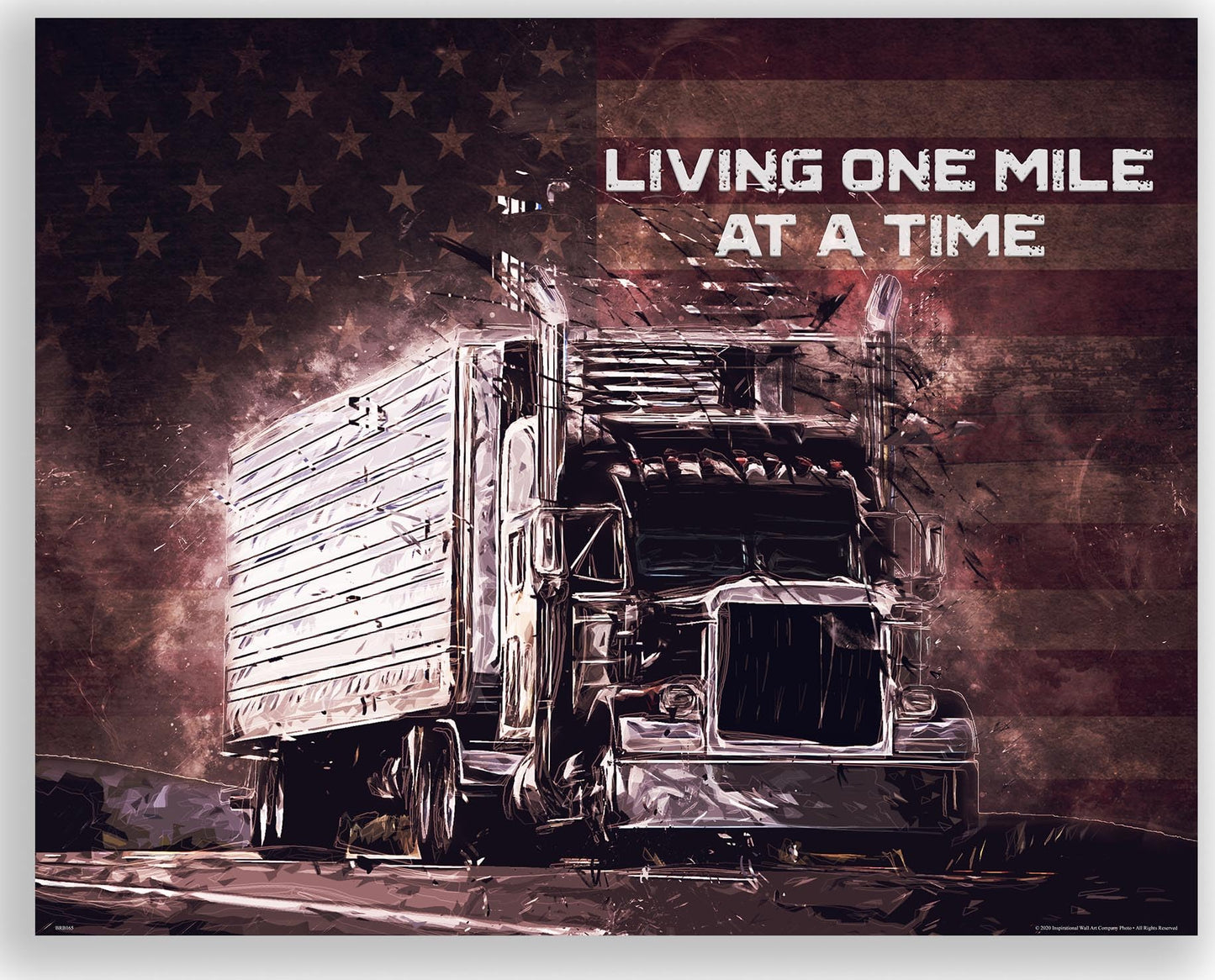 Inspirational Wall Art Co. - One Mile - Semi Truck Motivation Quotes Posters - Print Gift Dispatch Diesel Driver Convoy Home Office Decor - 11X14 inches