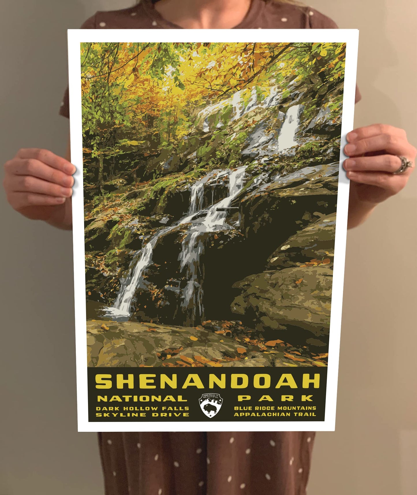 Shenandoah National Park Vintage-Style Travel Poster - 8x10-12x18-18x24-24x36 / 4x6 Postcard WPA Style Art Print Virginia USA Skyline Drive (4x6 Inch Postcard)