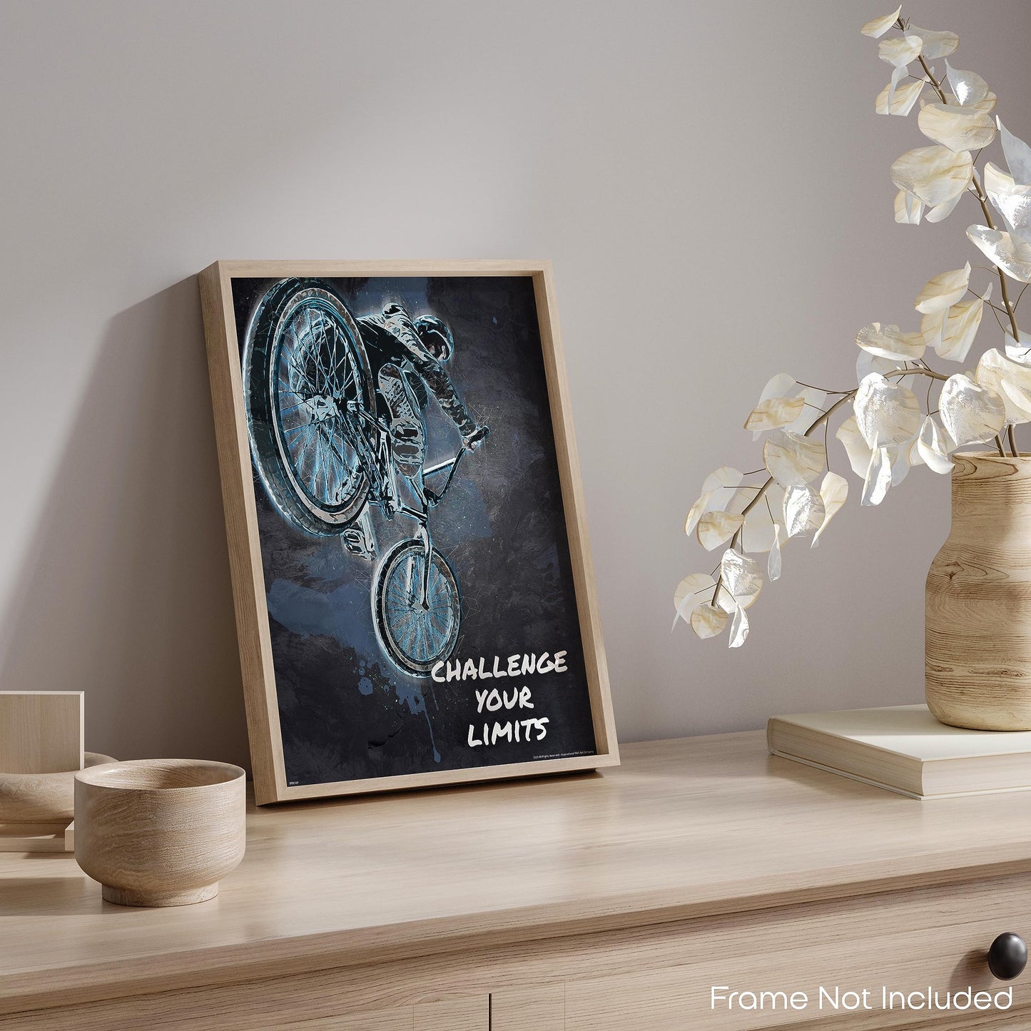 Inspirational Wall Art Co. - Challenge Your Limits - BMX Ramp Poster Gift Motocross Racing Boys Teens Motivation Quotes Posters Print for Home Office Decor - 11X14 inches