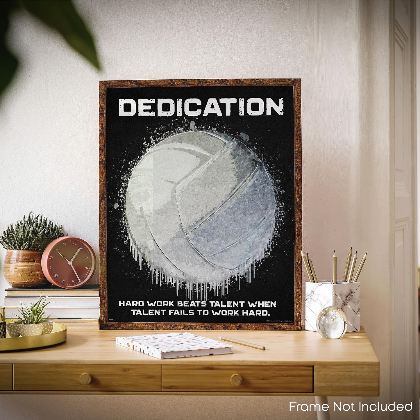 Inspirational Wall Art Co. - Dedication Hard Work - Volleyball Girls Teen Coaches Cute College Womens Motivational Quotes Posters - Print Home Gift Bedroom Decor - 11X14 inches