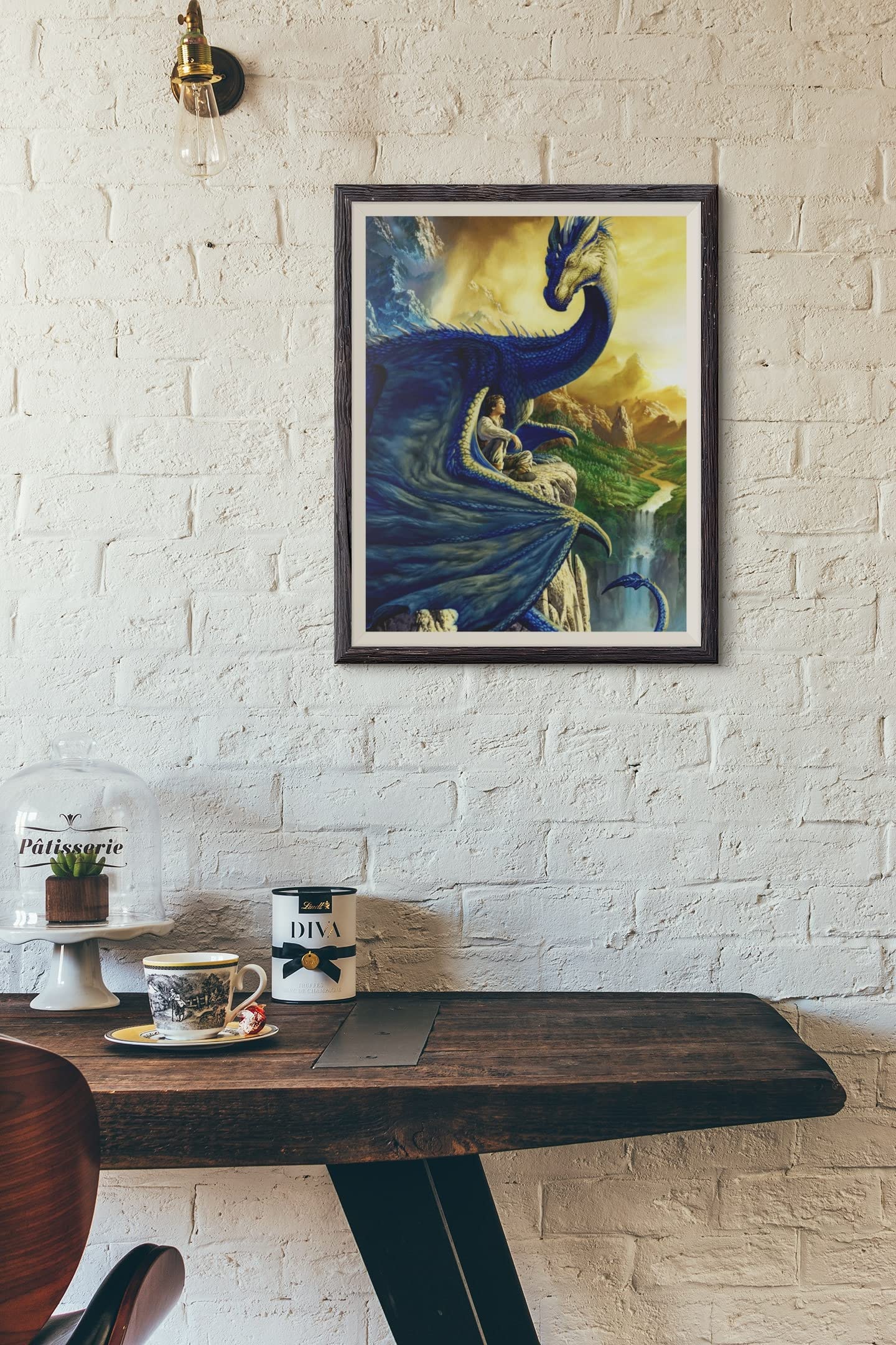 Eragon Dragon With Boy by Ciruelo Artist Animal Painting Fantasy Creative Beautiful Photograph Picture Bedroom Home Living Room Office Gif Artistic Aesthetic Cool Wall Decor Art Print Poster 12x18