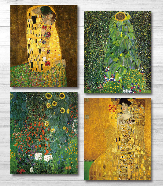 YASEN Gustav Klimt Wall Art Canvas Prints Art Posters and Prints of Famous Painting Gustav Klimt Kiss Poster 8x10 Prints Unframed Art Set of 4 Artwork (4 Pack B)