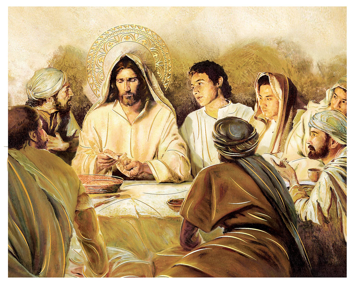 Saint Last Supper (8"x10") Gold Foil - Religious Wall Art Laminated Print Unframed Poster Home Decoration Arte Diseño Piezas Maestras