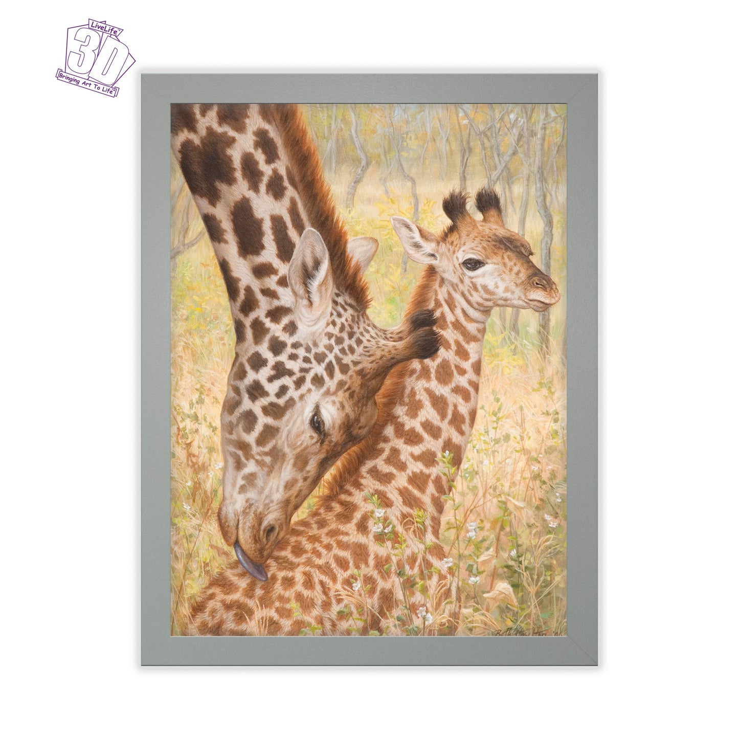 3D LiveLife Lenticular Wall Art Prints - Tender Love from Deluxebase. Unframed 3D Giraffe Poster. Perfect wall decor. Original artwork licensed from renowned artist, Beth Hoselton
