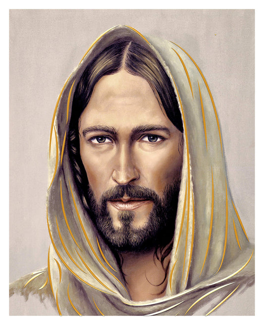Jesus Christ Face (8"x10") Gold Foil - Religious Wall Art Laminated Print Unframed Poster Home Decoration Arte Diseño Piezas Maestras