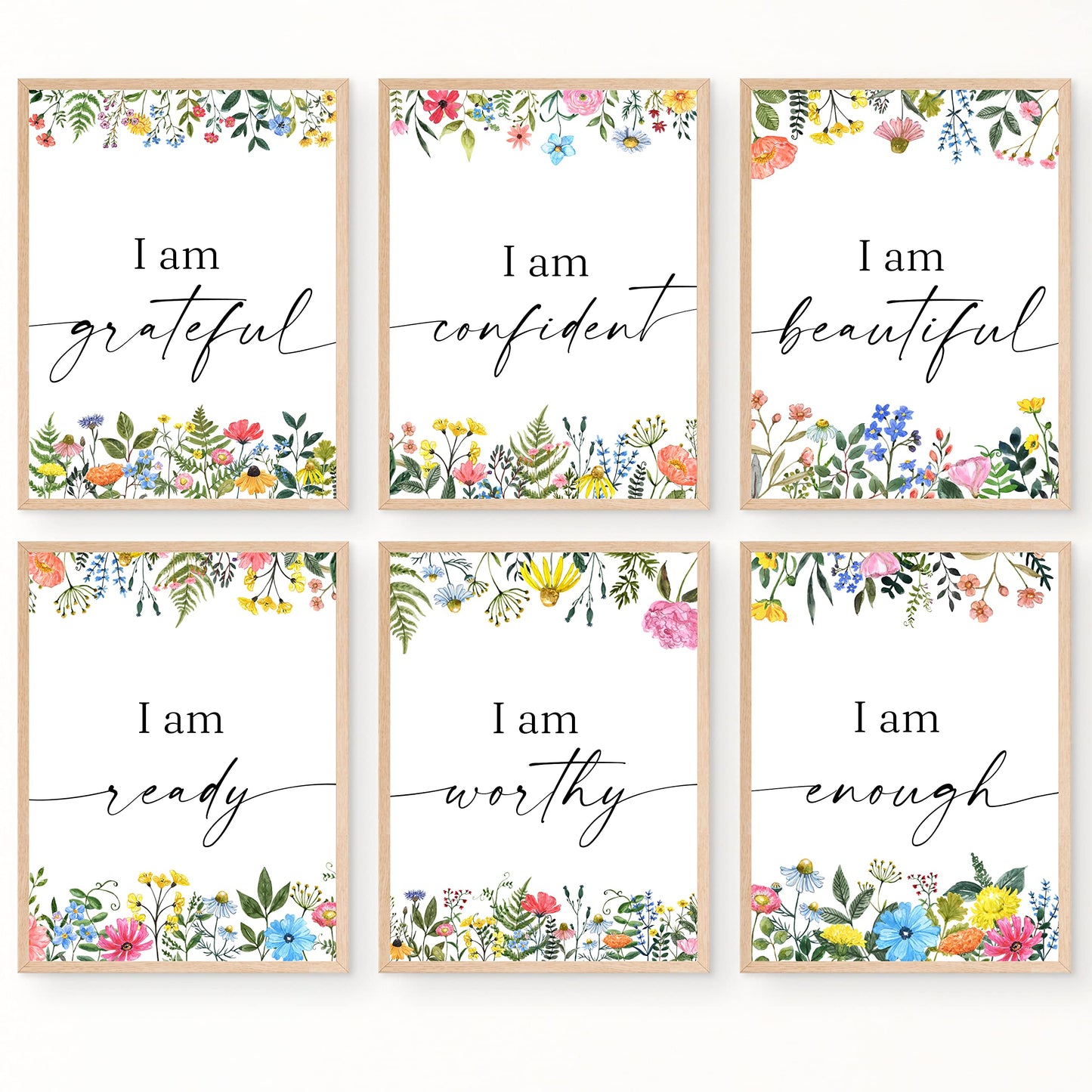 JUJU'S VIBES Affirmation Wall Decor Aesthetic, Inspirational Wall Art Posters, Positive Affirmations Wall Art Prints Aesthetic For Women, Teen Girls, Room, Bedroom, Office, Dorm, Set of 6, 8x10 UNFRAMED