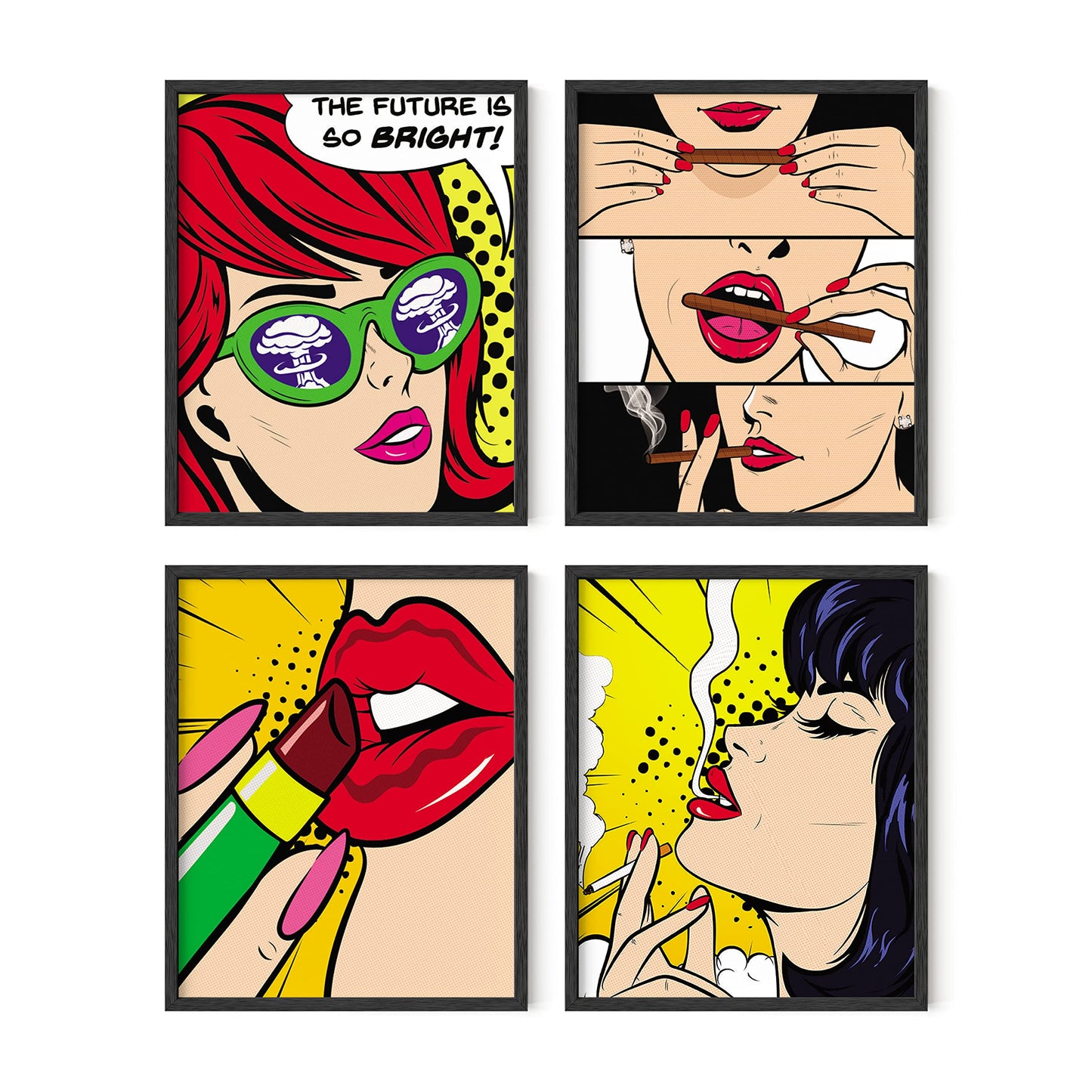 RipGrip Pop Art Prints Set of 4 By Carefree Bee | Banksy Wall Art & Pop Art Wall Decor & Painting, Dorm Room Poster | Unframed | 8 x 10 | (Pop Art)