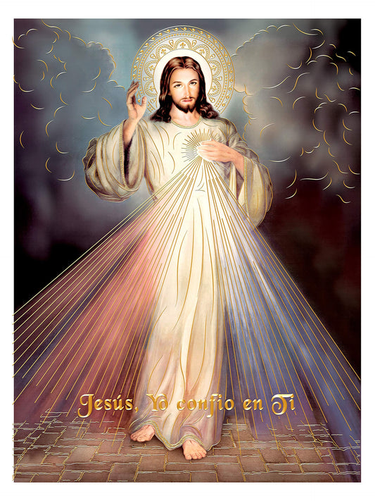 Divine Mercy Jesus Christ (8"x10") Gold Foil - Religious Wall Art Laminated Print Unframed Poster Home Decoration Arte Diseño Piezas Maestras