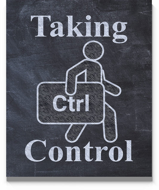 Taking Control Ctrl Wall Art 11"x14" Unframed Art Print Poster White on Black Chalkboard Style for Office, Classroom, Computer Lab Décor. Ideal For Coding Geek, Computer Nerd, IT Teacher