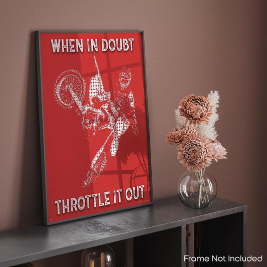 Inspirational Wall Art Co. - When In Doubt Throttle It Out - Motocross ATV Freestyle Racing Gift Boys Motivation Quotes Posters Print for Home Office Decor - 11X14 inches