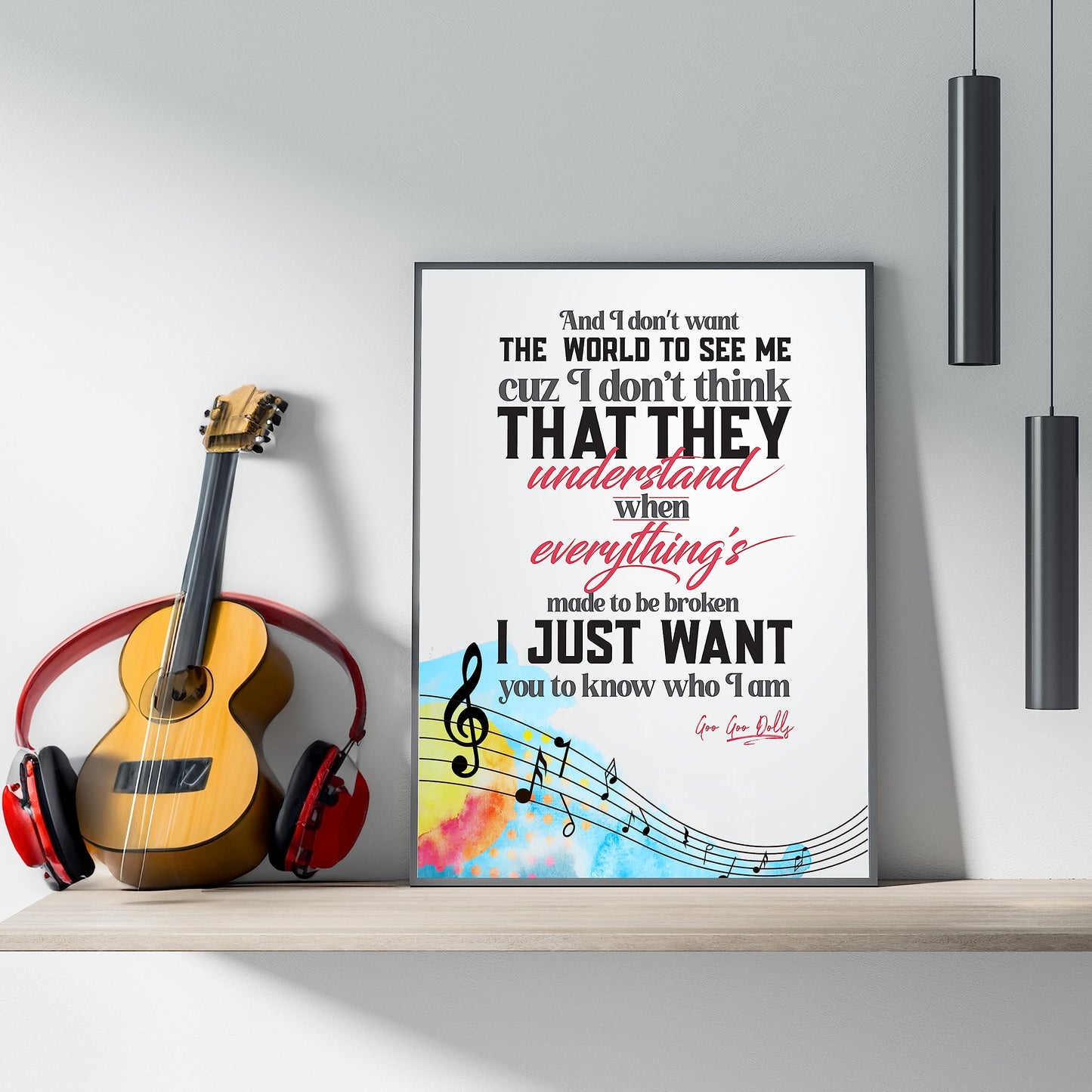Iris - Goo Goo Dolls Song Lyrics Wall Art, This Pop Rock Music Poster, is A Great Print For Home Decor, Bedroom Decor, Office Decor, or Man Cave Room Decor Aesthetic, Unframed - 8x10