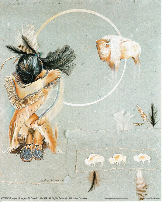 Native American Wall Decor Indian Prayer White Buffalo Art Print Poster (16x20)