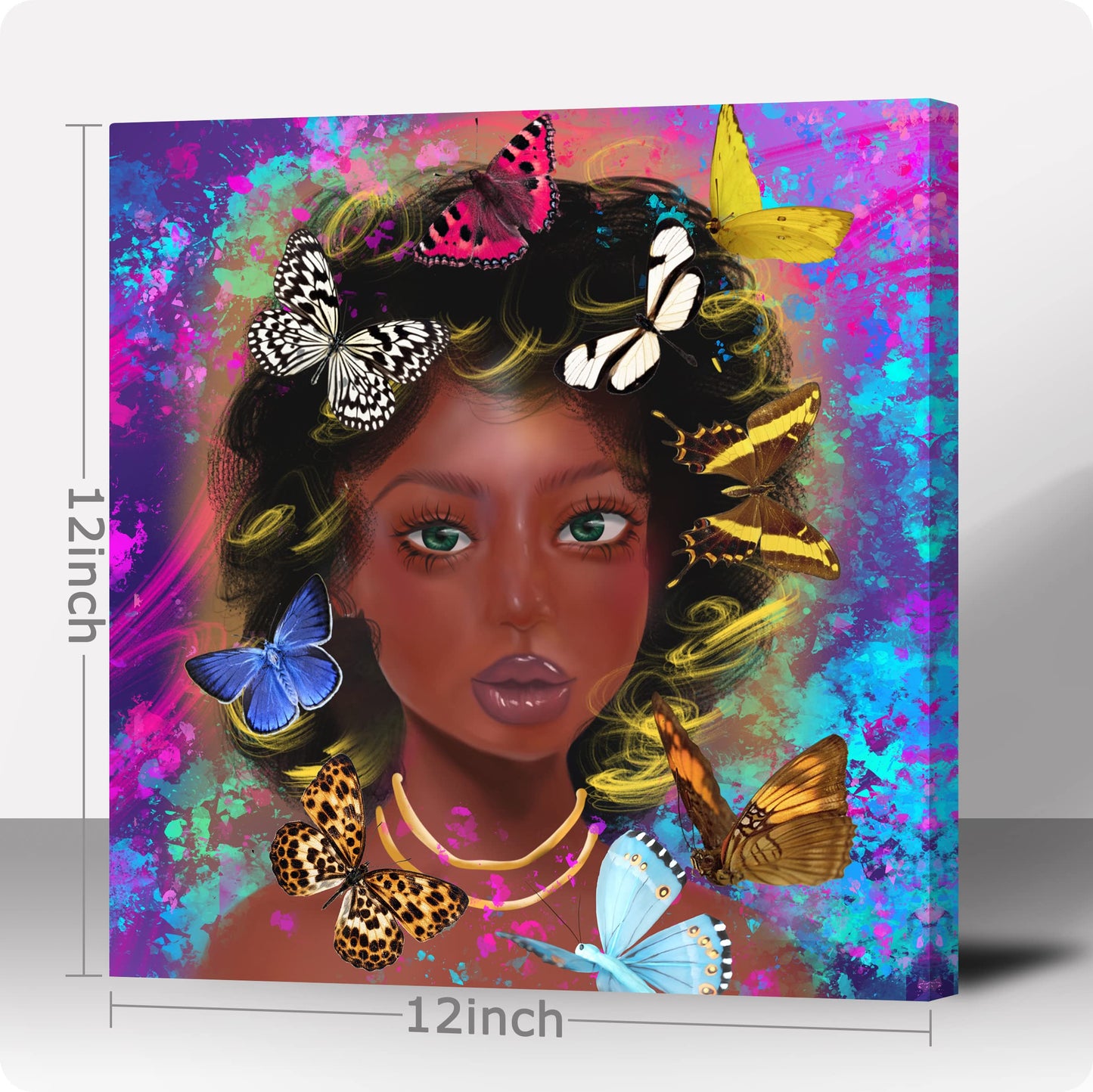 African American Wall Art for Living Room Black History Month Decorations Black Girl Women Canvas Wall Art Abstract Modern Indian Women Wall Decor Butterfly Print Painting Poster for Bathroom Bedroom