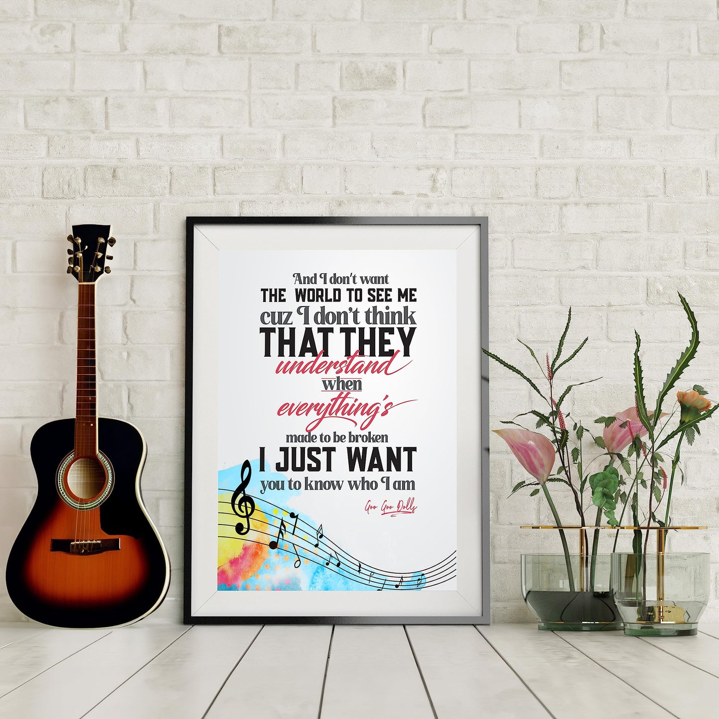 Iris - Goo Goo Dolls Song Lyrics Wall Art, This Pop Rock Music Poster, is A Great Print For Home Decor, Bedroom Decor, Office Decor, or Man Cave Room Decor Aesthetic, Unframed - 8x10