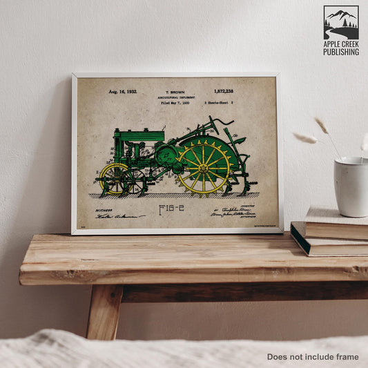 John Deere Tractor Patent Poster Art Print 11x14 Toys Charles Freitag Wall Decor Pictures