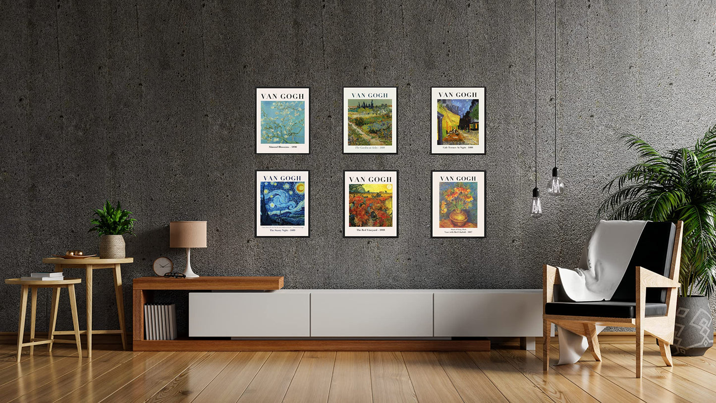 Sylvana Workshop,Van Gogh Posters and Prints Wall Art, UNFRAMED(Set of 6 Wall Decor), Fine Art Posters Prints, The Starry Night, Art Prints, Famous Prints, Van Gogh Decorations… (11"x14")